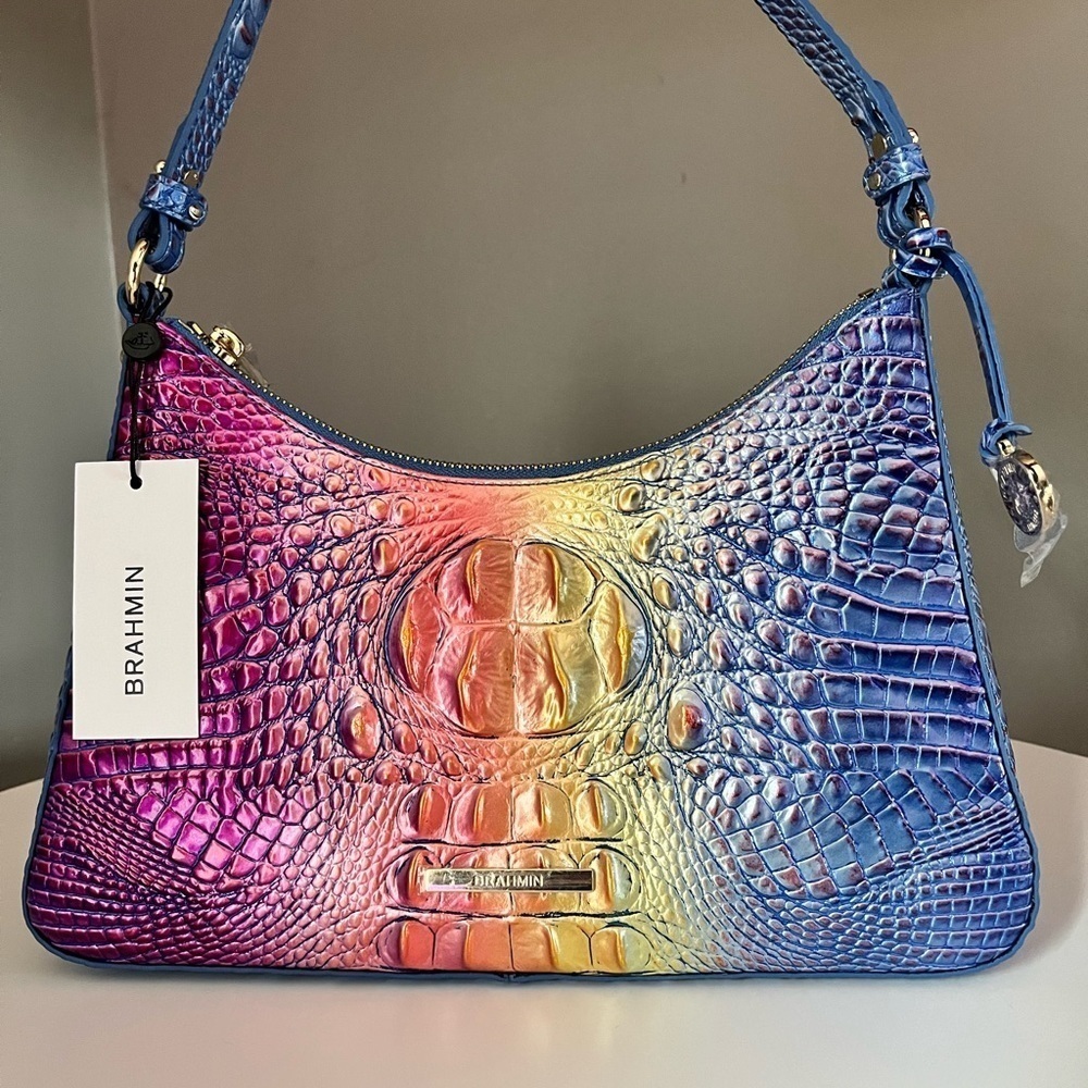 Brahmin Rainbow Croc-Embossed Shoulder Bag